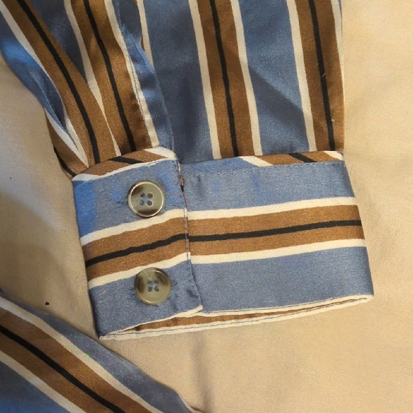Anthropologie Blue and Brown Striped Pajama Set - Picture 6 of 8